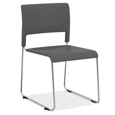 Officesource Mario Collection Armless Stackable Side Chair, All Charcoal with Chrome Frame OSSN6901CR